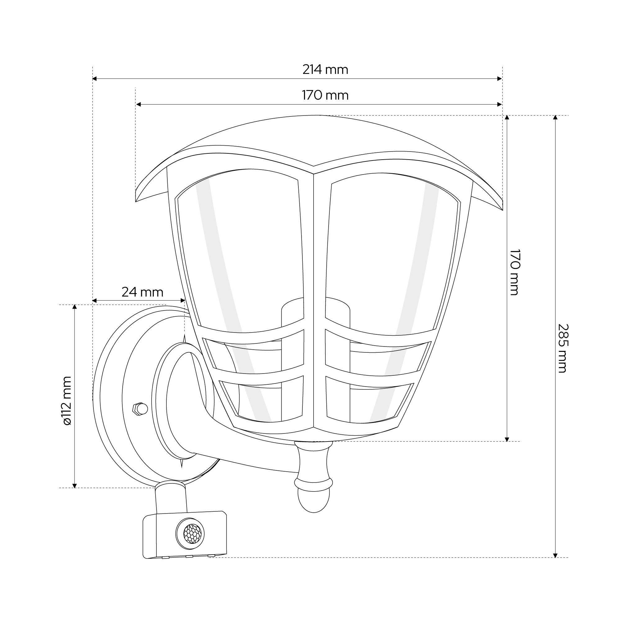 Lampa ogrodowa kinkiet elewacyjny z czujnikiem ruchu IMMA